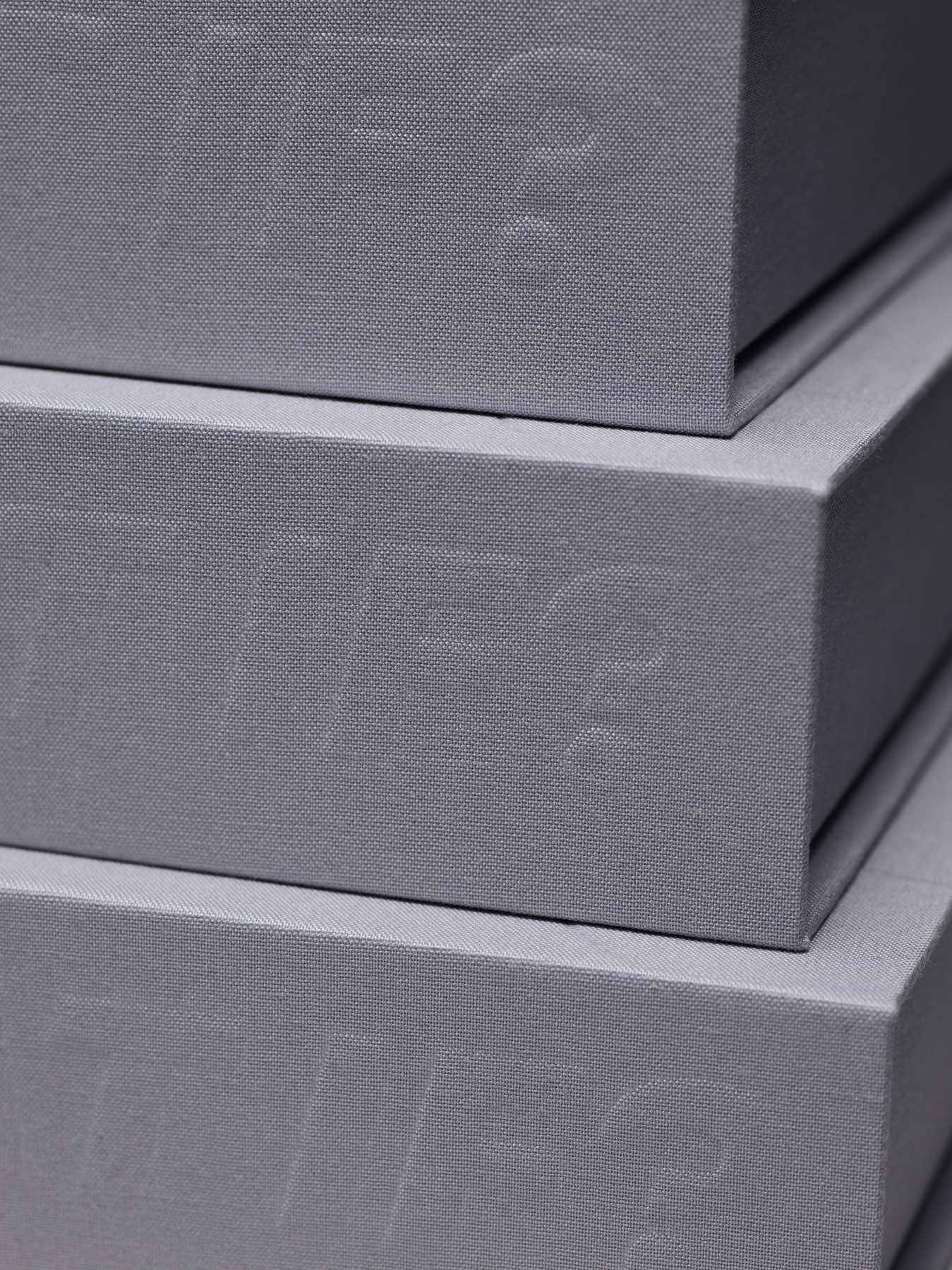 The embossed linen box, close